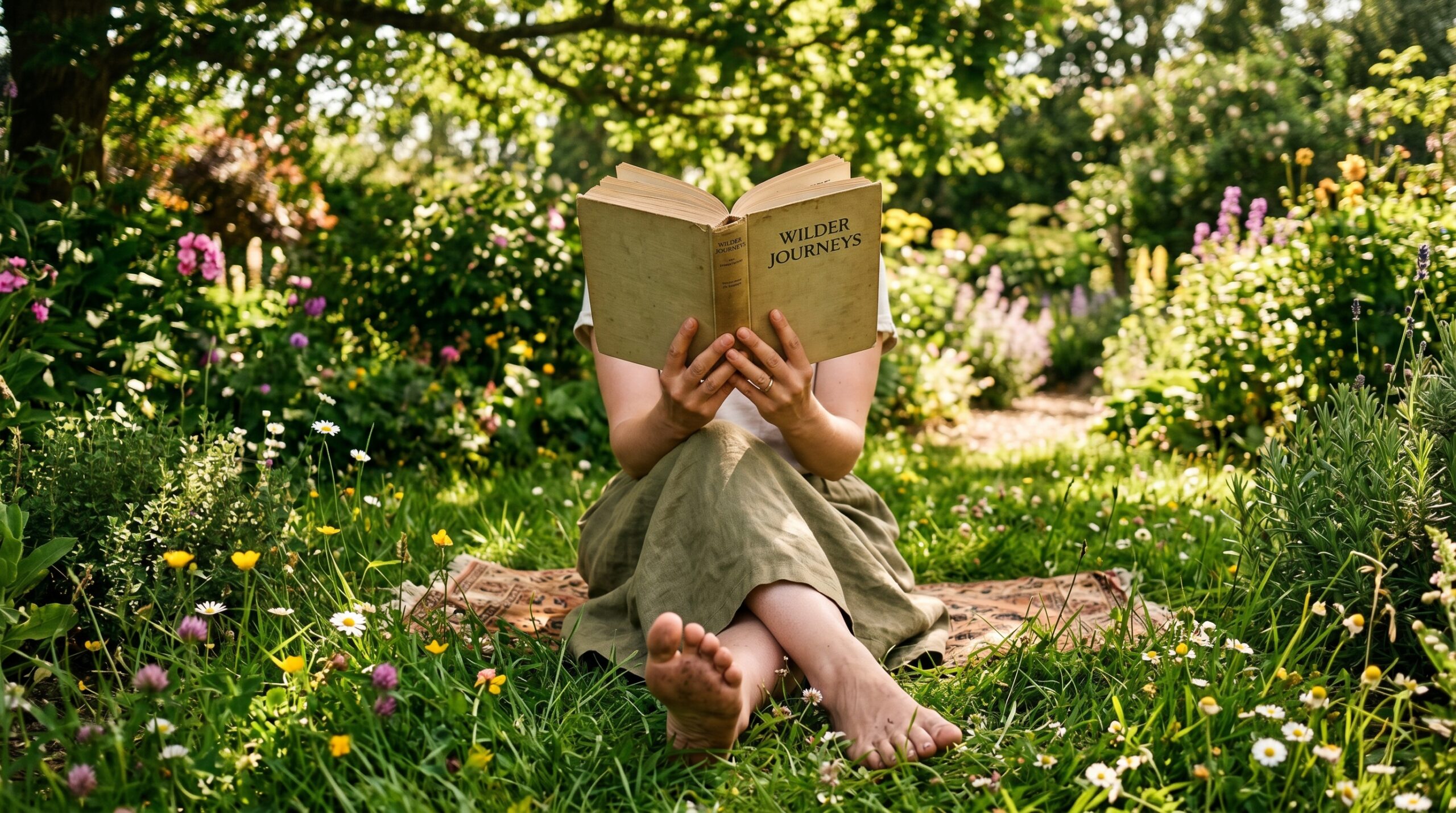 Reading in a garden