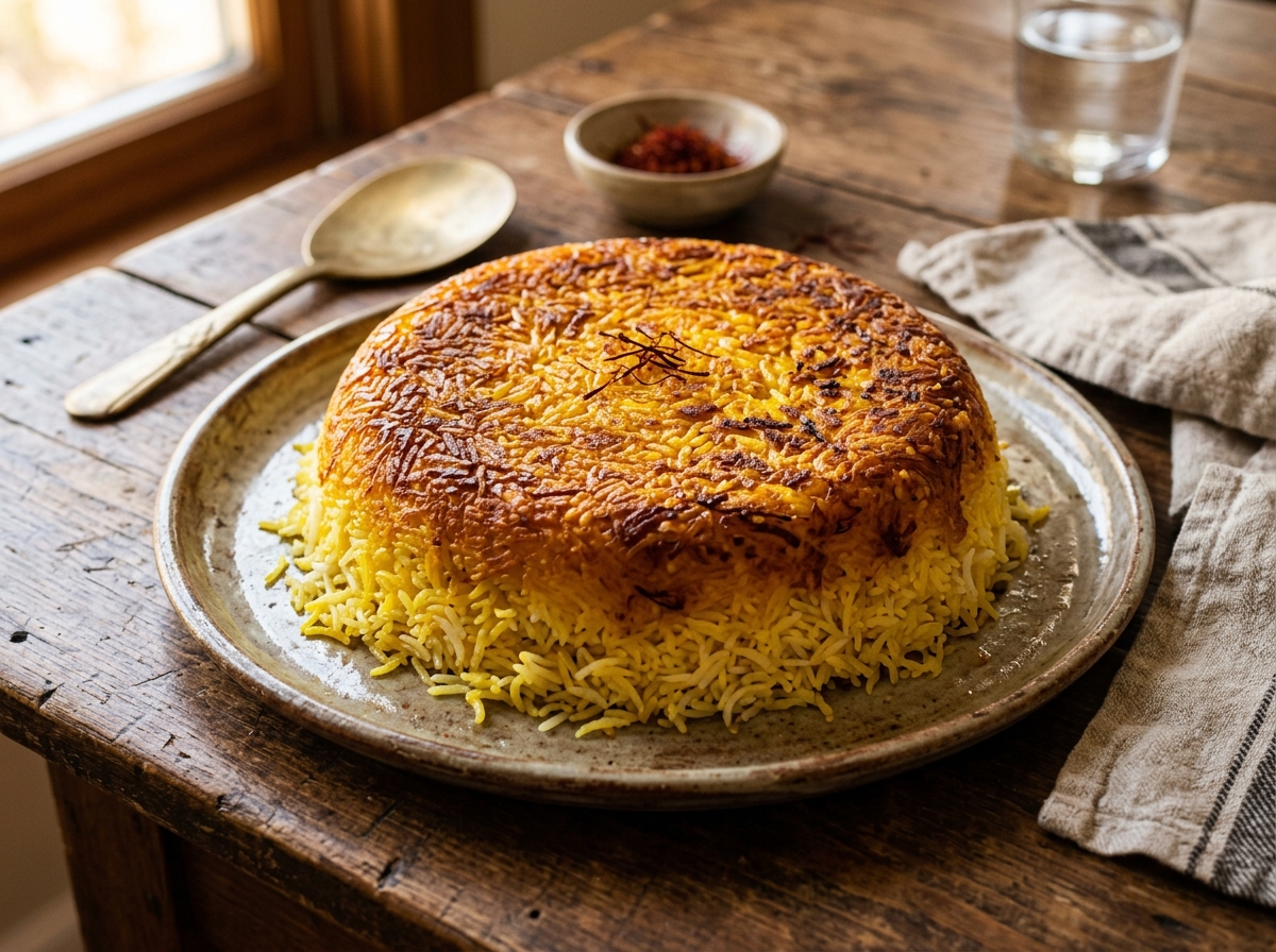 Persian Tahdig Rice (Crispy-Bottomed Saffron Rice)