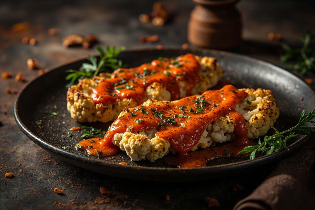 Roasted Cauliflower Steaks with Romesco