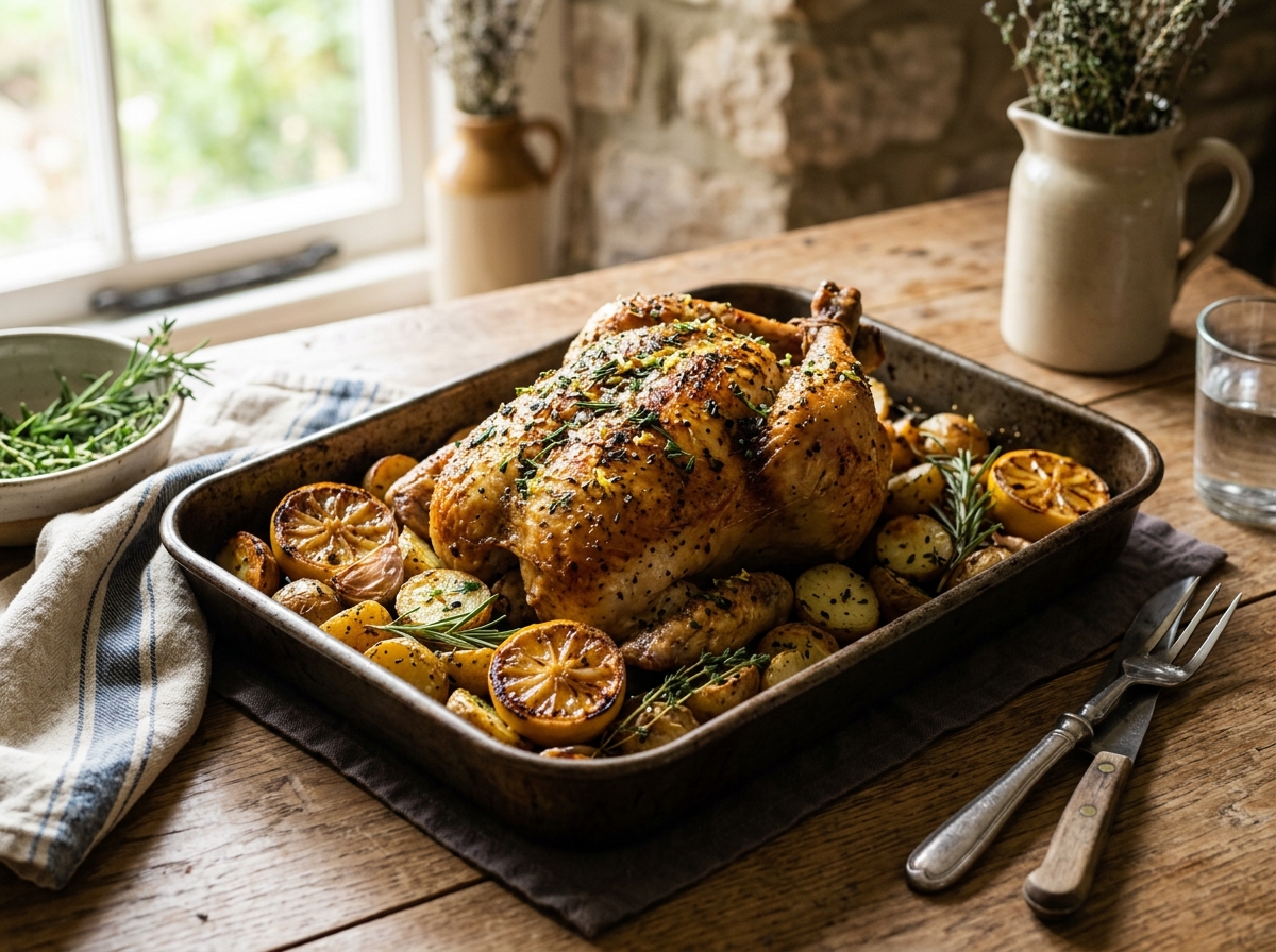 Lemon Herb Roasted Chicken with New Potatoes