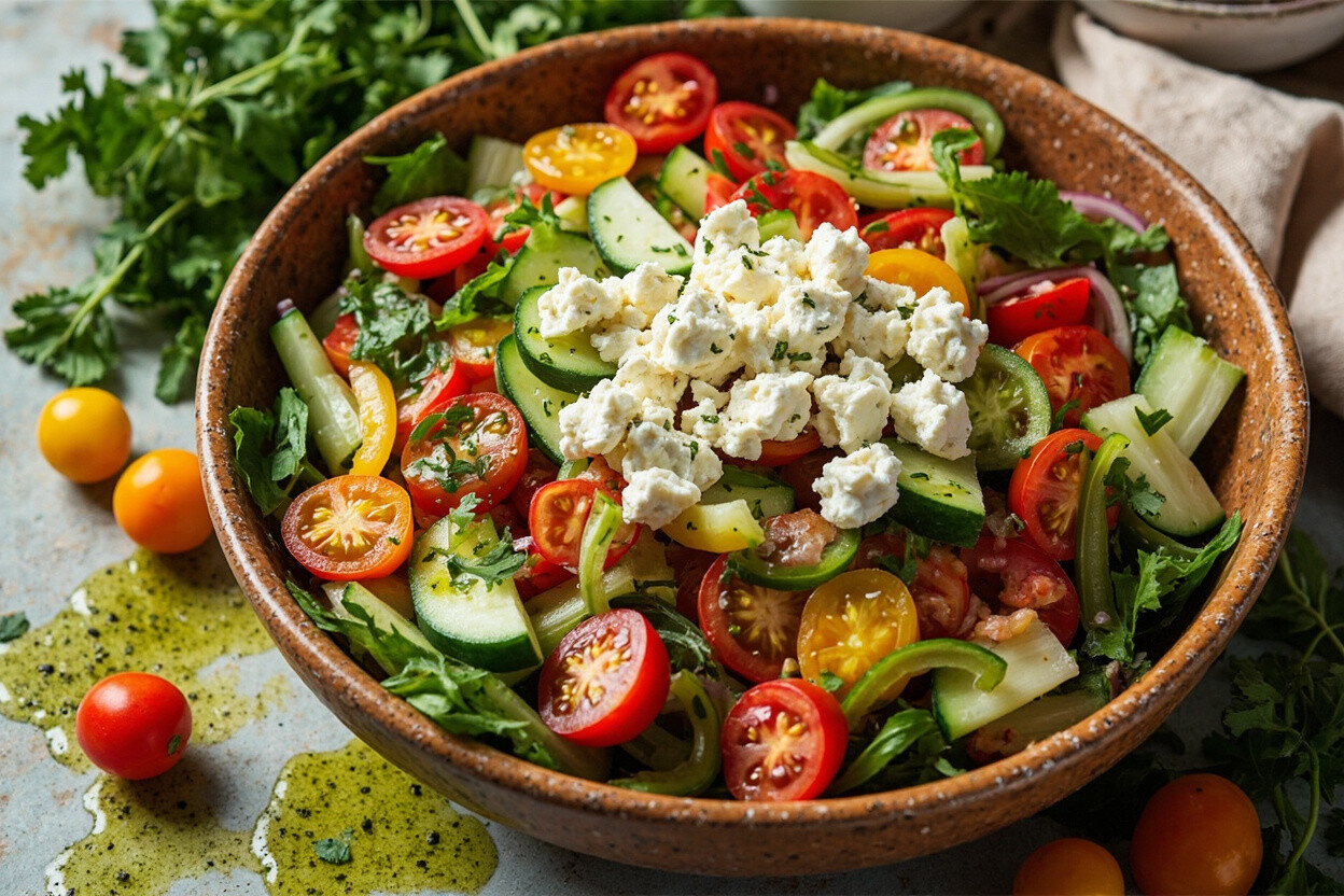 Greek Salad with Fresh Herb Vinaigrette